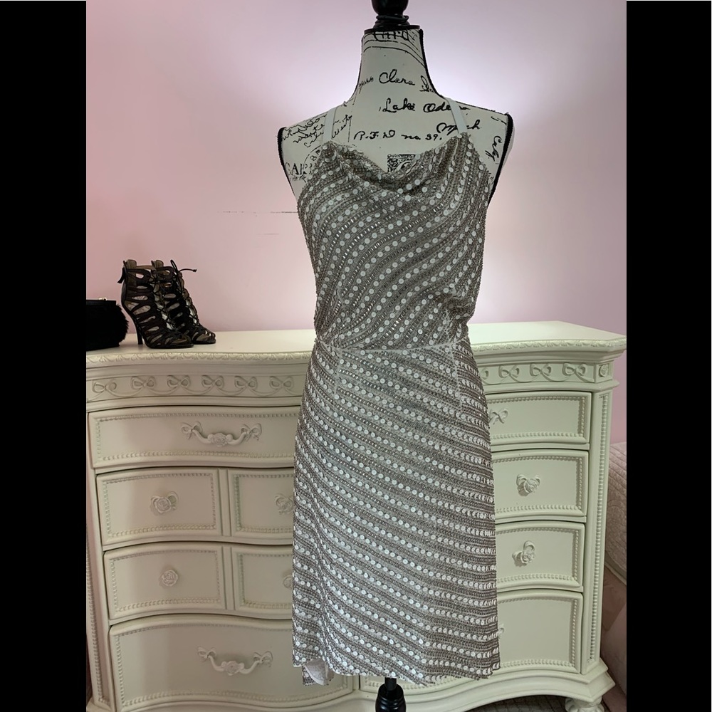 Tracy Reese Cream Sequin Silk Dress. Sz 2